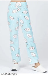 Assorted print cotton blend women's woolen soft fleece pajama for winter - warm and cozy lounge pants